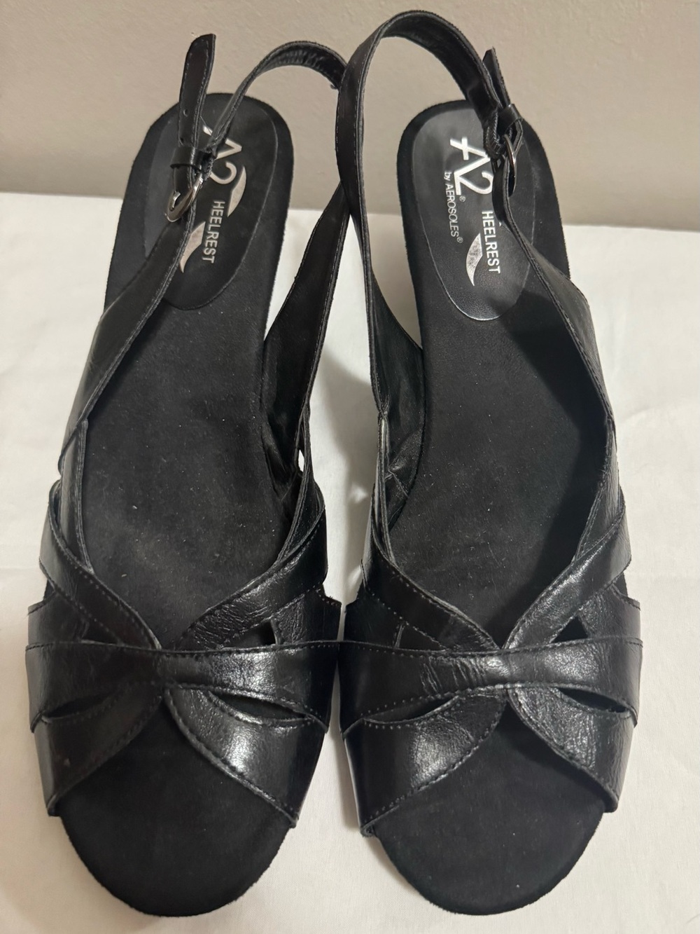 A2 by Aerosoles Black Slingback Sandals – Heelrest Comfort – Size 11